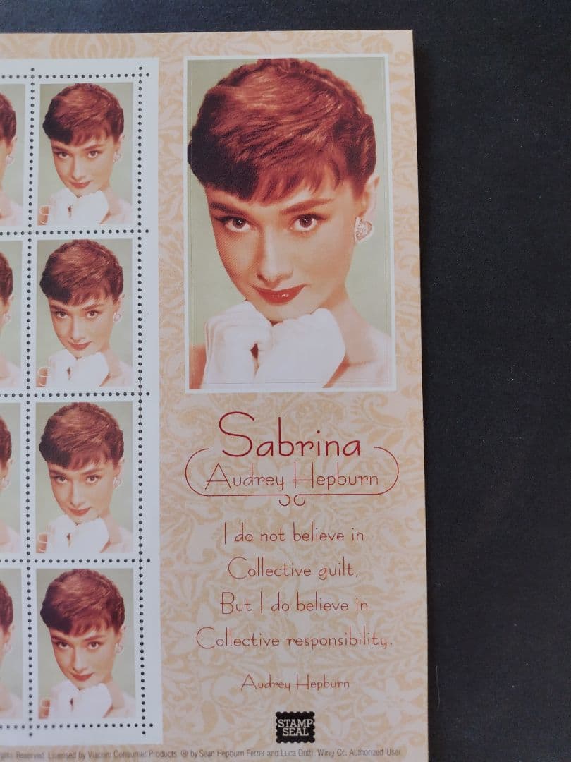 ★オードリーヘップバーンのスタンプ風シール4種コンプリート