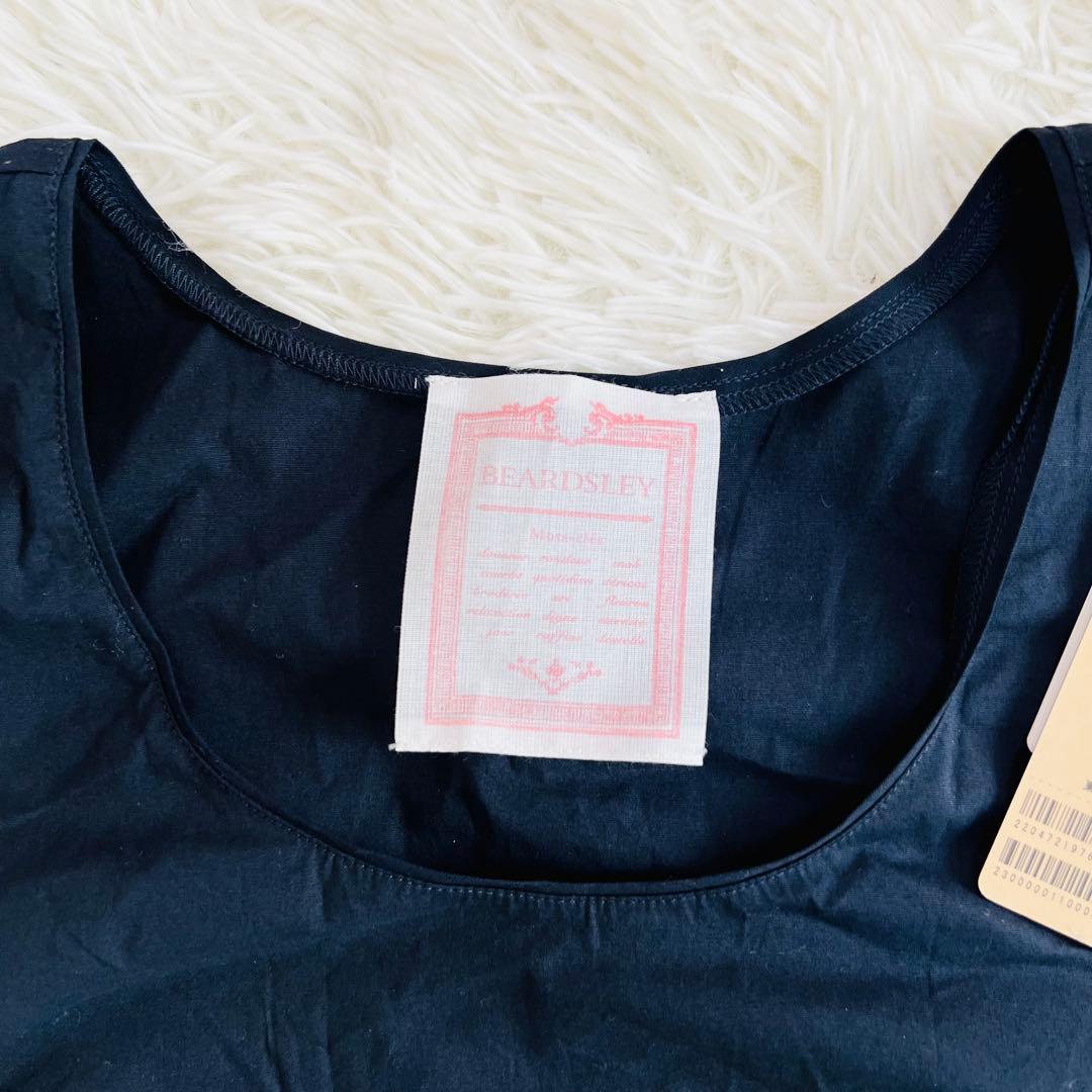 新品タグ付き 25ss ビアズリー　紺色　 シャツタンク 洗える　タンクトップ