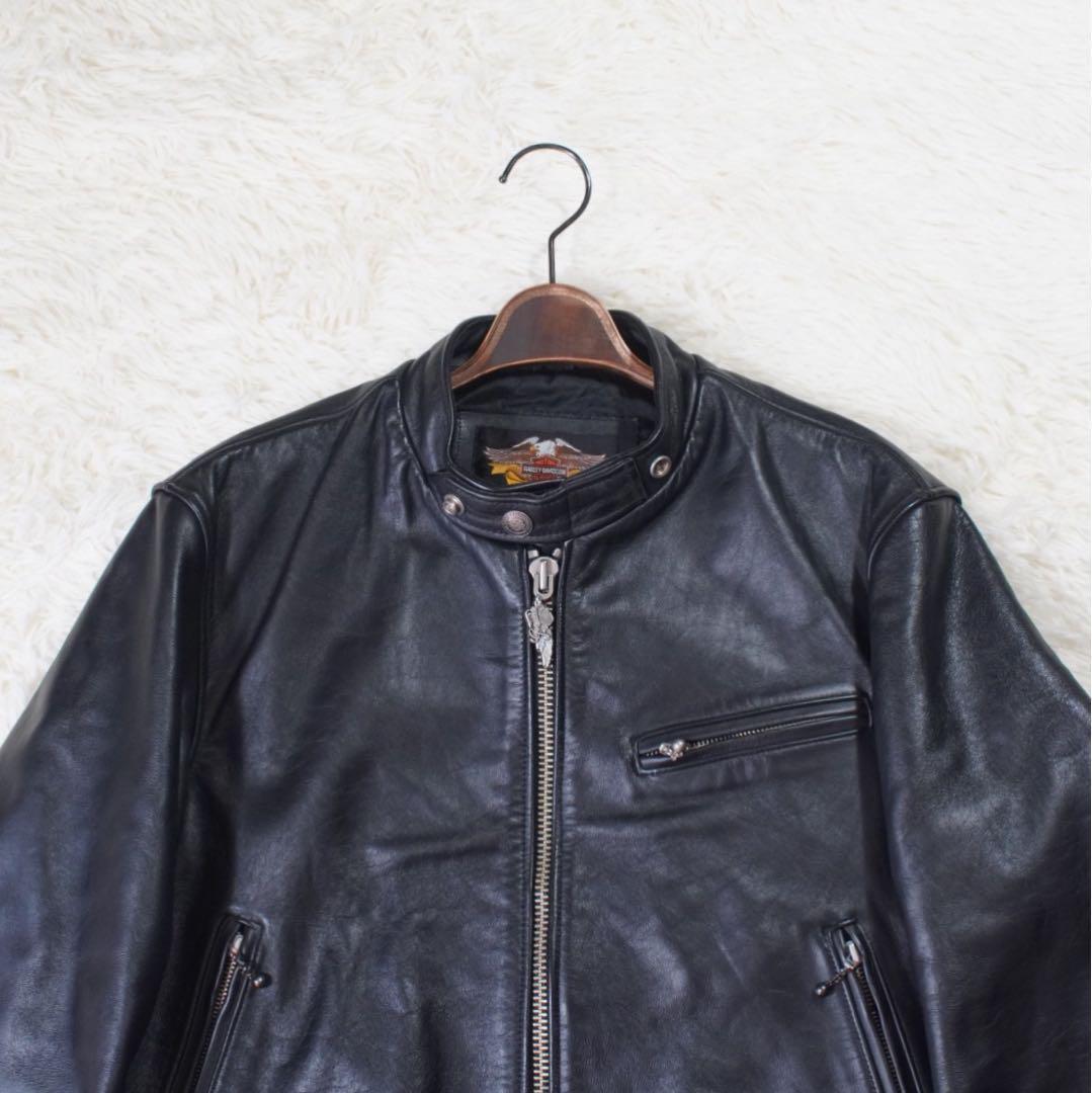 黄金サイズ《Harley-Davidson》シングルライダースジャケット(L)黒
