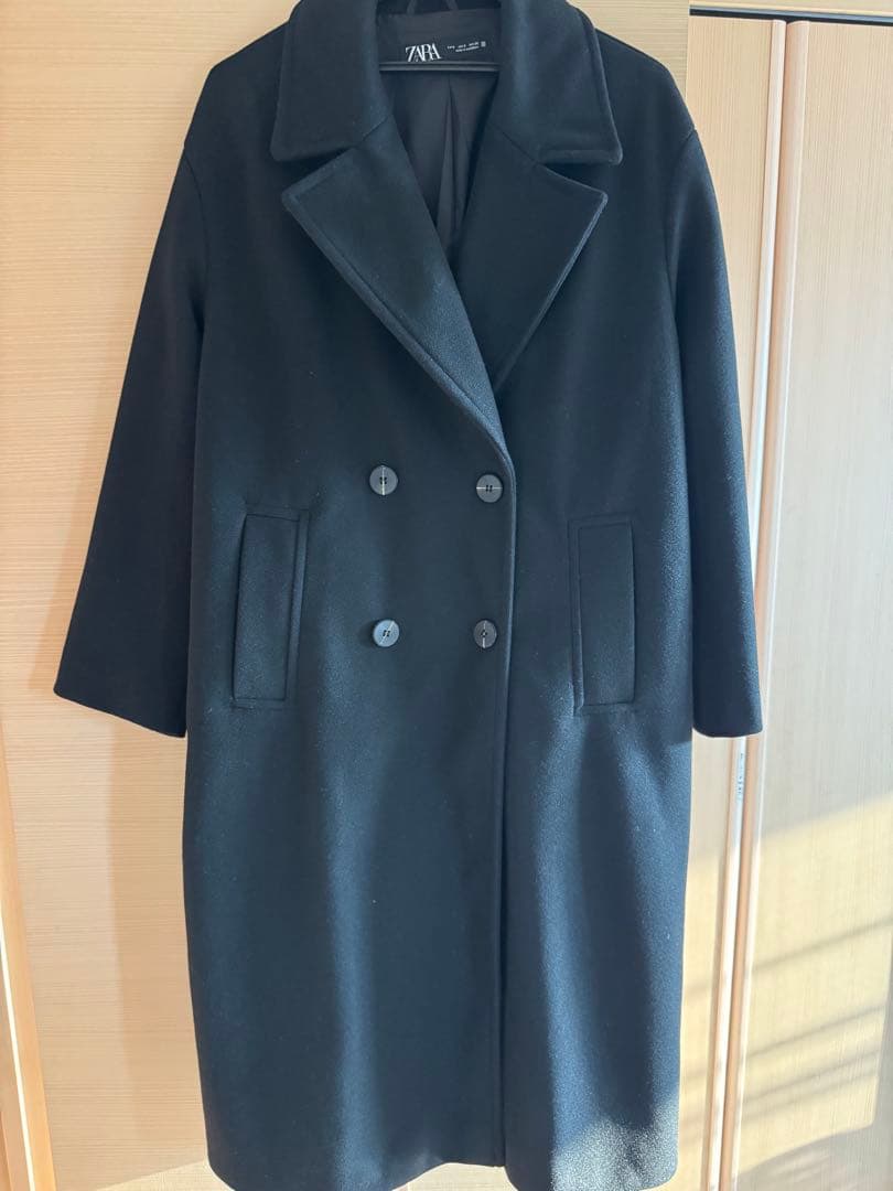 zara ザラ　オーバーサイズソフトコート　ブラック　Sサイズ
