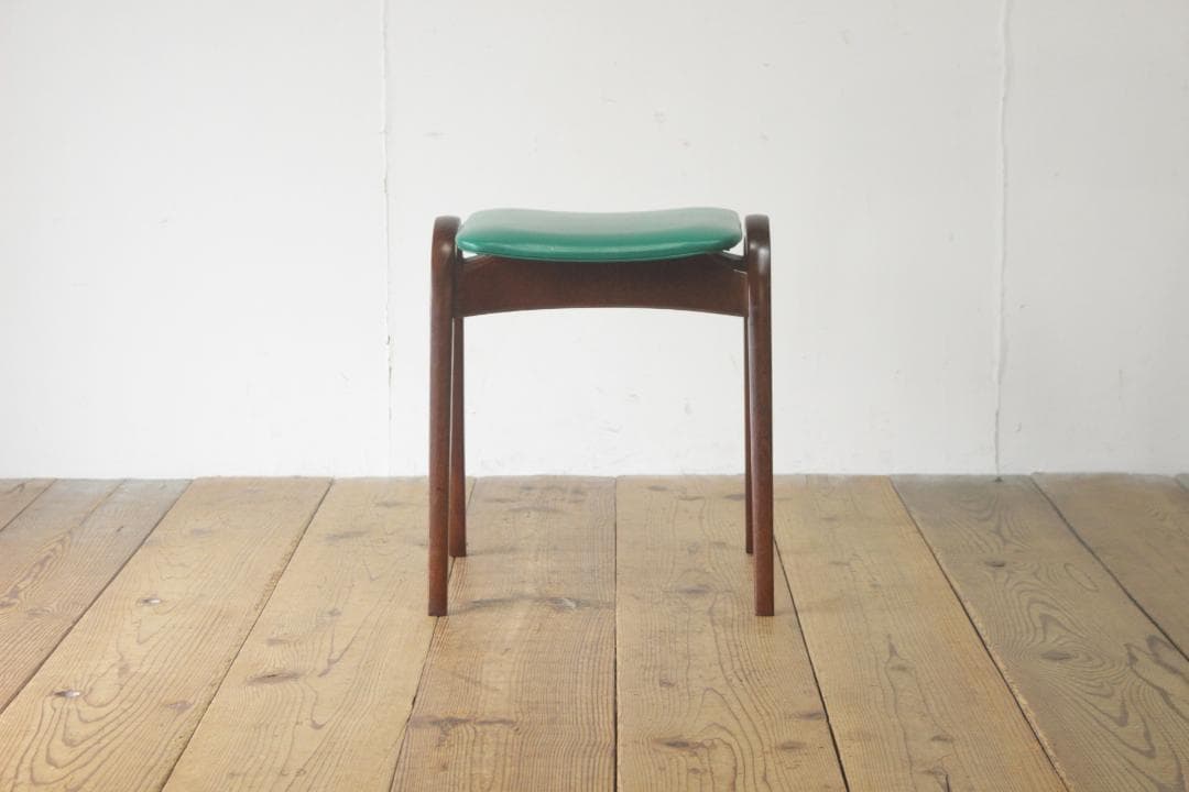 秋田木工 剣持勇 スタッキングスツール No.202 レトロ 曲げ木 椅子 緑