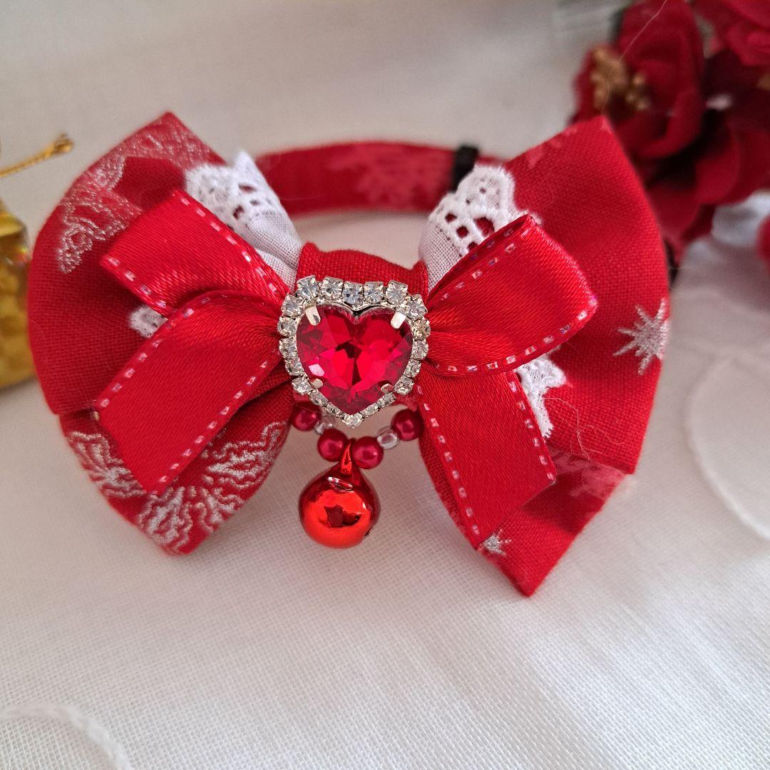 クリスマスシリーズ(赤スノーフレーク)わんちゃん猫ちゃん用首輪