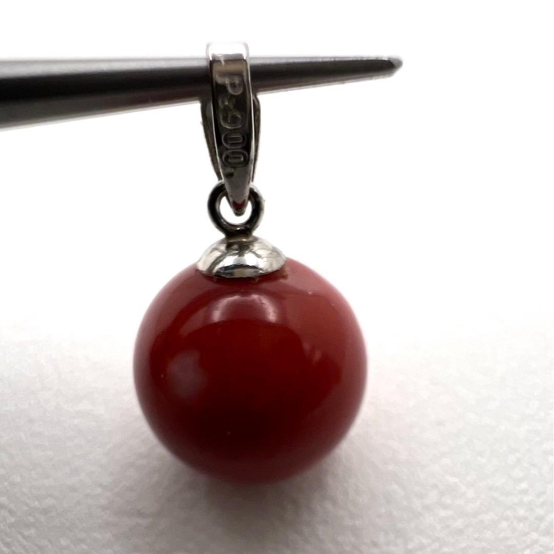 プラチナpt900 ペンダント　トップ　珊瑚　直径10.5㎜　1.86 g