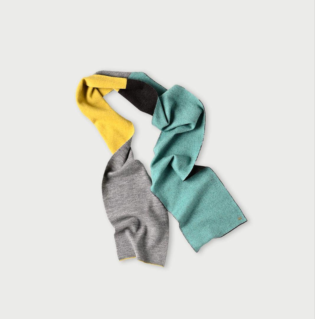 45R（フォーティーファイブアール）フロートダブルフェイスマフラー・黄緑×グレー