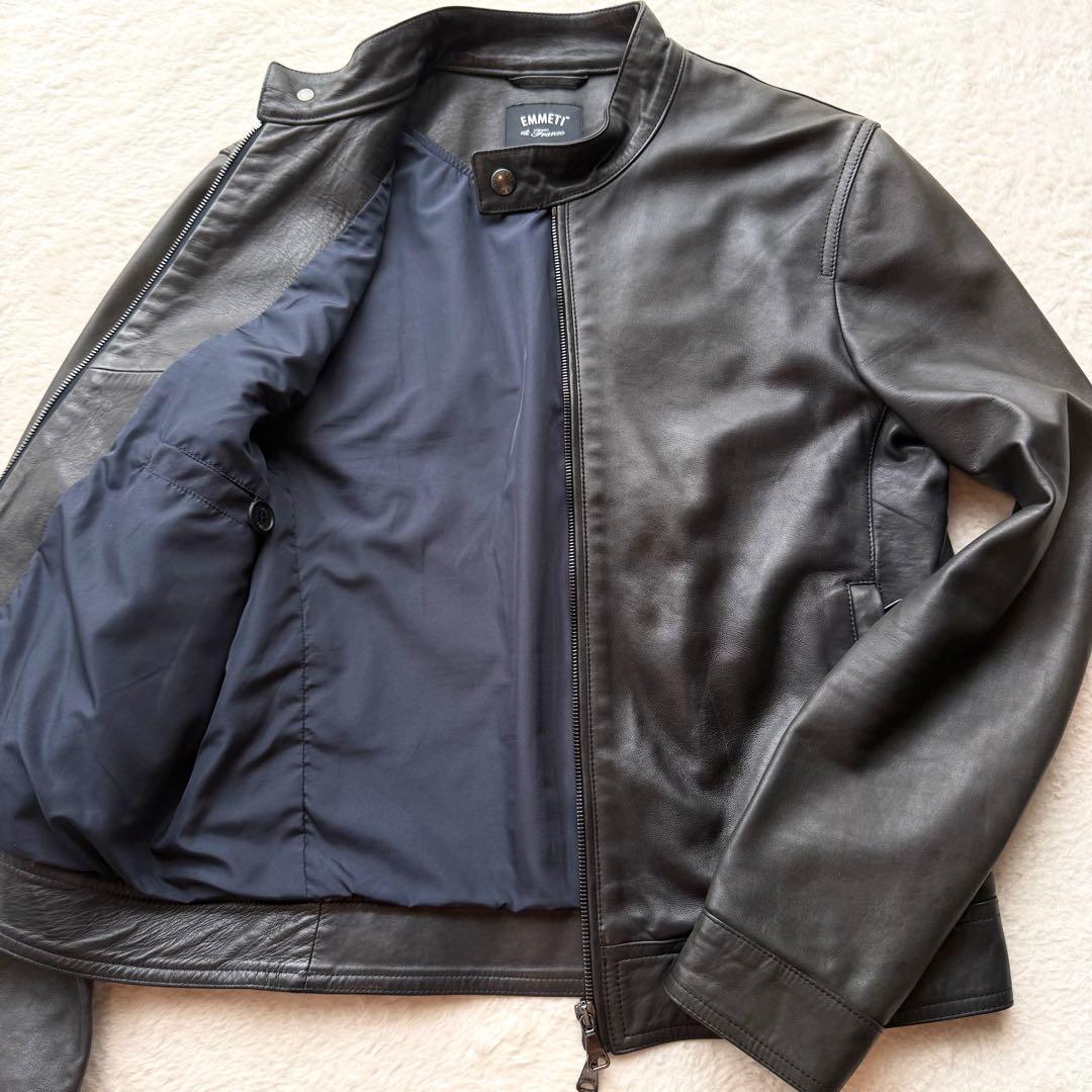 EMMETI JURI シングル ライダース ジャケット ラムレザー とろみ M
