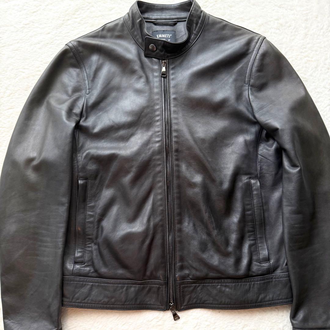 EMMETI JURI シングル ライダース ジャケット ラムレザー とろみ M