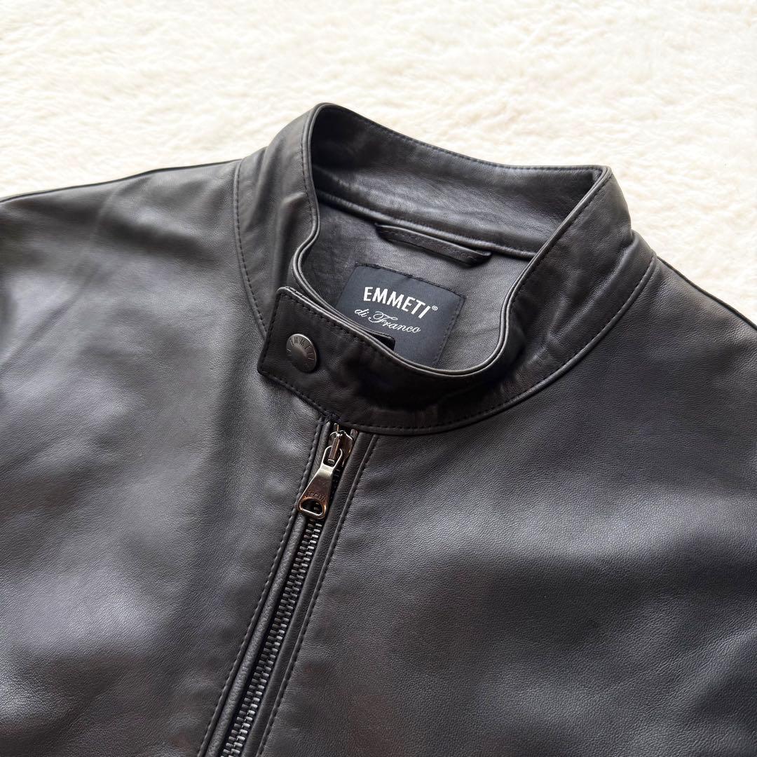 EMMETI JURI シングル ライダース ジャケット ラムレザー とろみ M