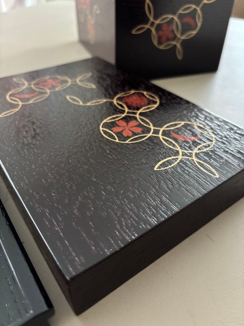 茶道具 搔き合わせ 溜め色 塗り 四季七宝蒔絵 未使用茶箱 おまけセット付き