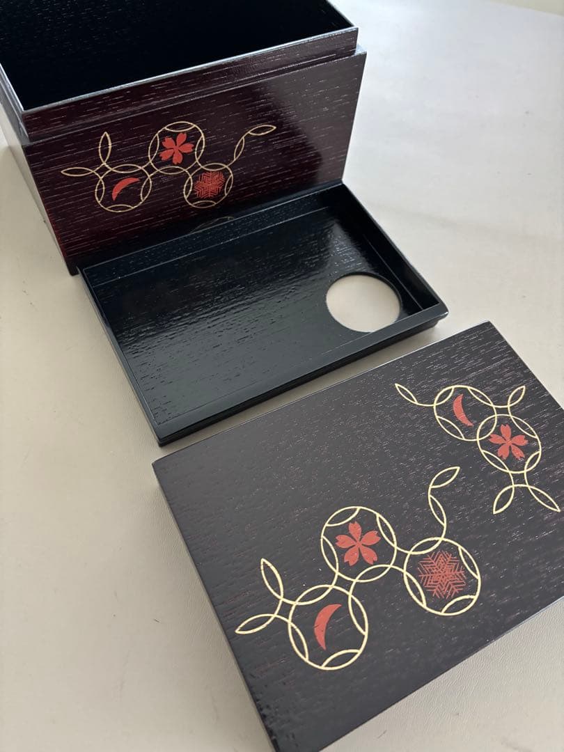 茶道具 搔き合わせ 溜め色 塗り 四季七宝蒔絵 未使用茶箱 おまけセット付き