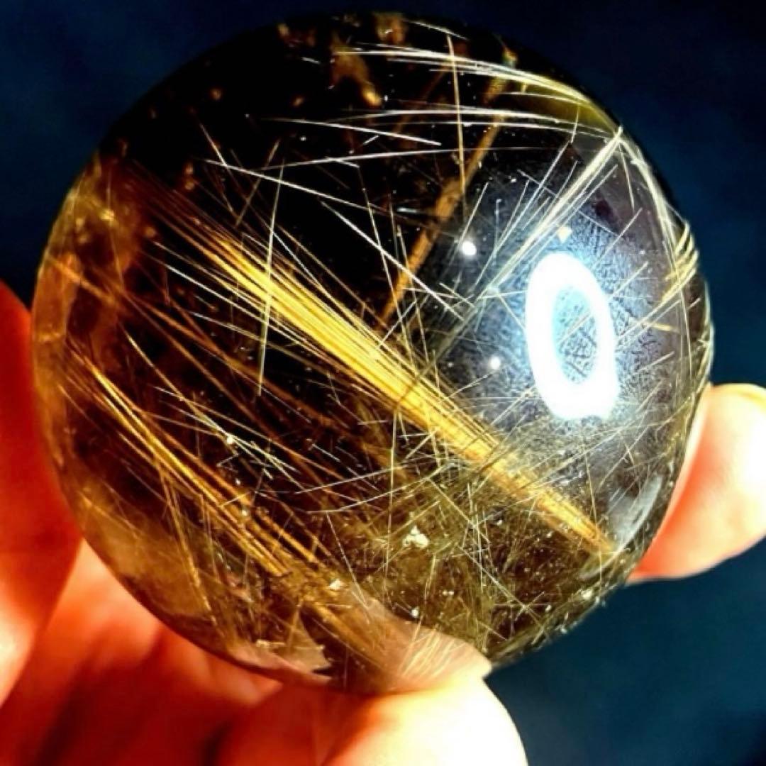 超絶綺麗✨50mm ゴールドルチルクォーツ　丸玉　スフィア　金針水晶