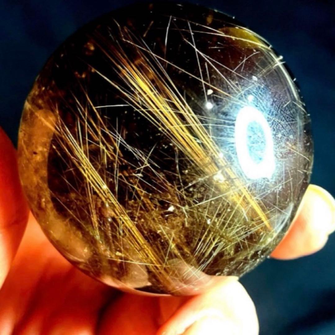 超絶綺麗✨50mm ゴールドルチルクォーツ　丸玉　スフィア　金針水晶