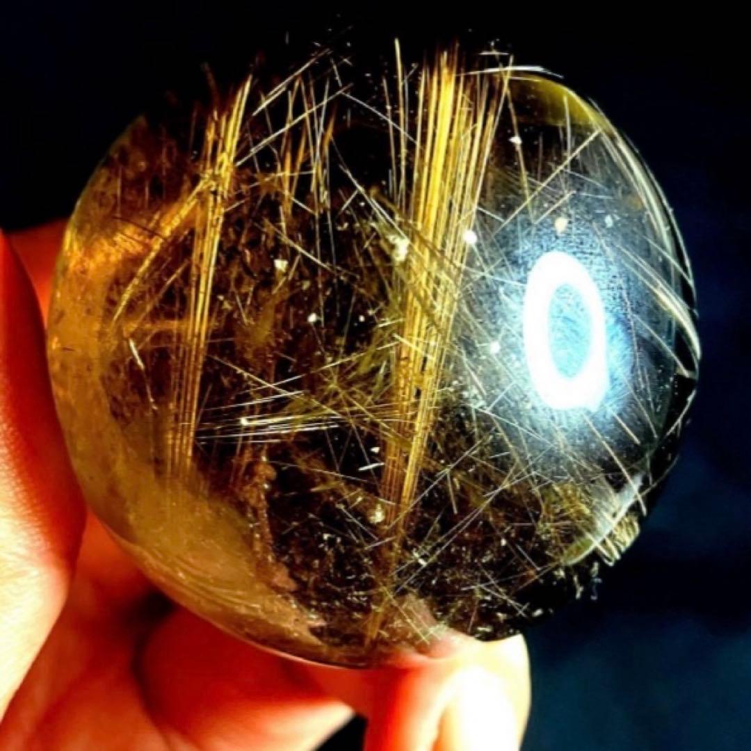 超絶綺麗✨50mm ゴールドルチルクォーツ　丸玉　スフィア　金針水晶