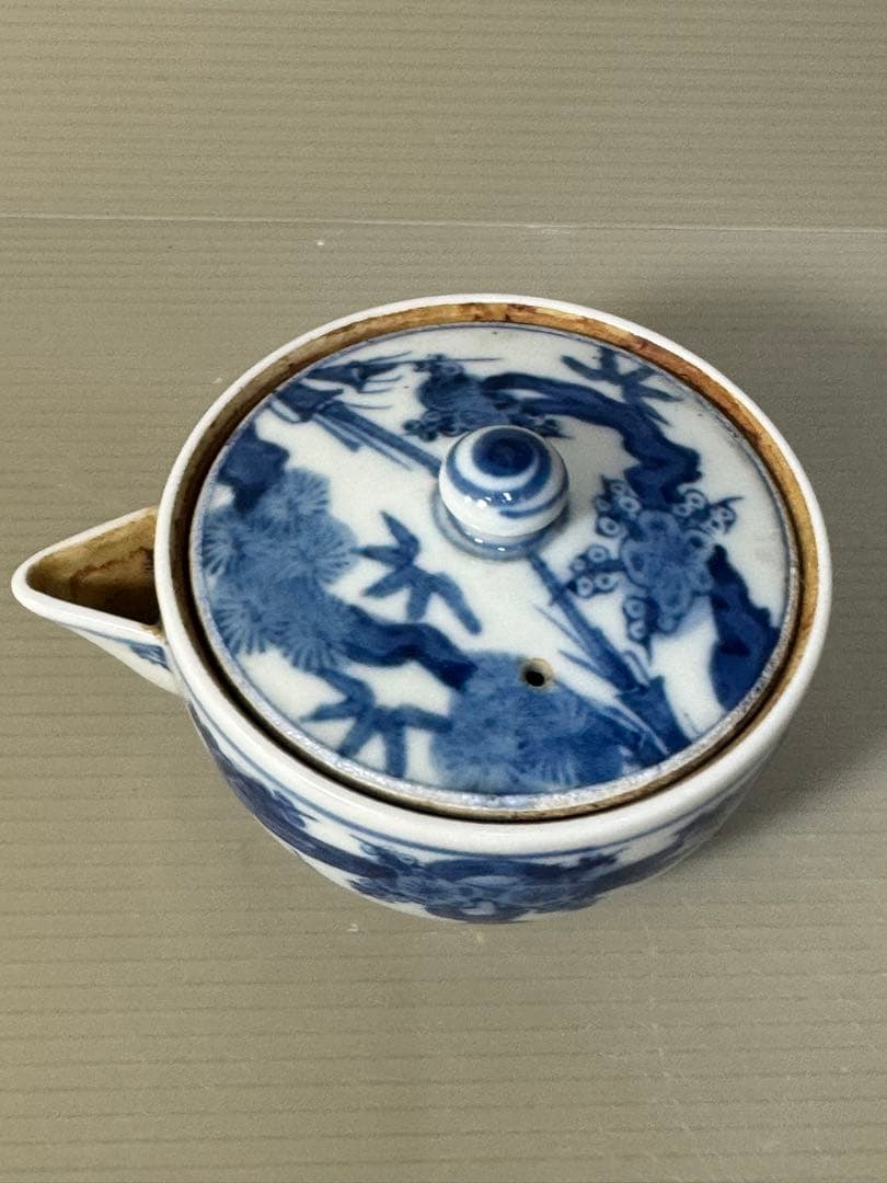 2385 九谷焼　染付青花　松竹梅　宝瓶　時代物