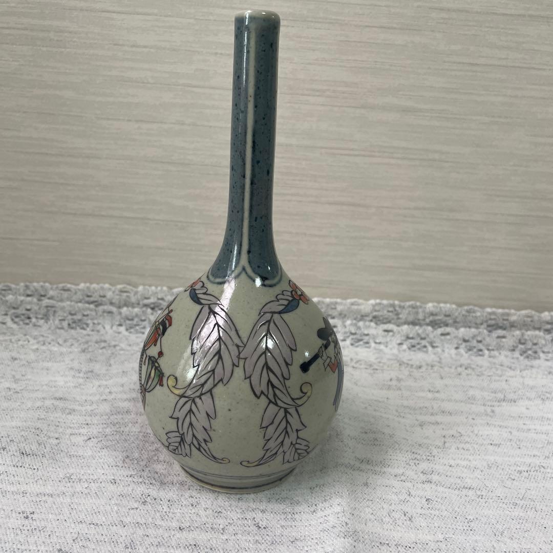 【値下げ　有田焼】異人柄　円左エ門窯　錦南蛮 円左エ門　南蛮　帆船　花瓶　置き物