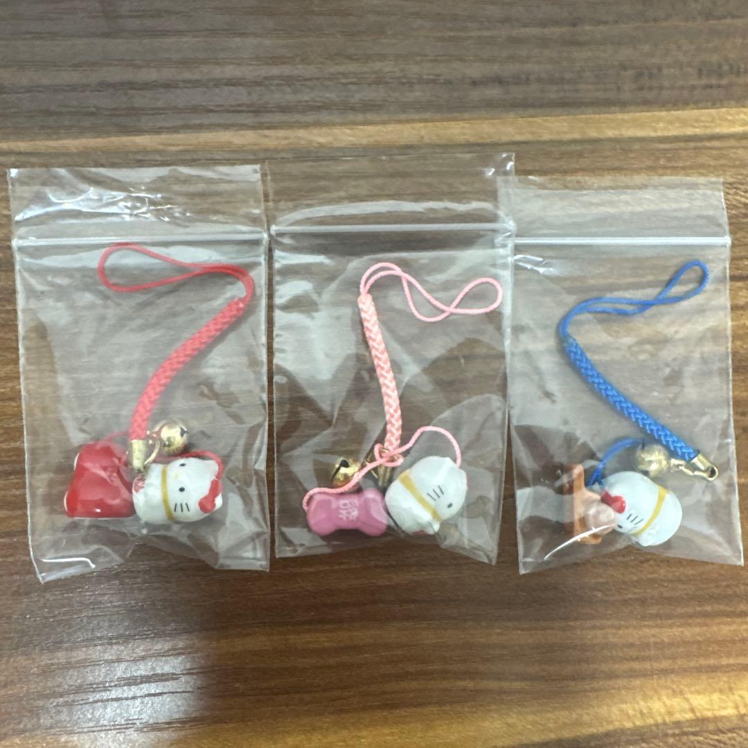 キティ ストラップ ダルマ リボン 必勝 縁結 交通安全 3点セット