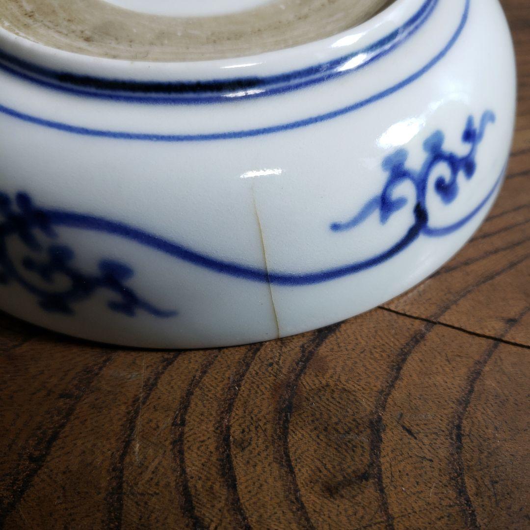 なます皿　古伊万里　染付　江戸　花唐草　五弁花　蛇の目　渦福　イ号　訳あり