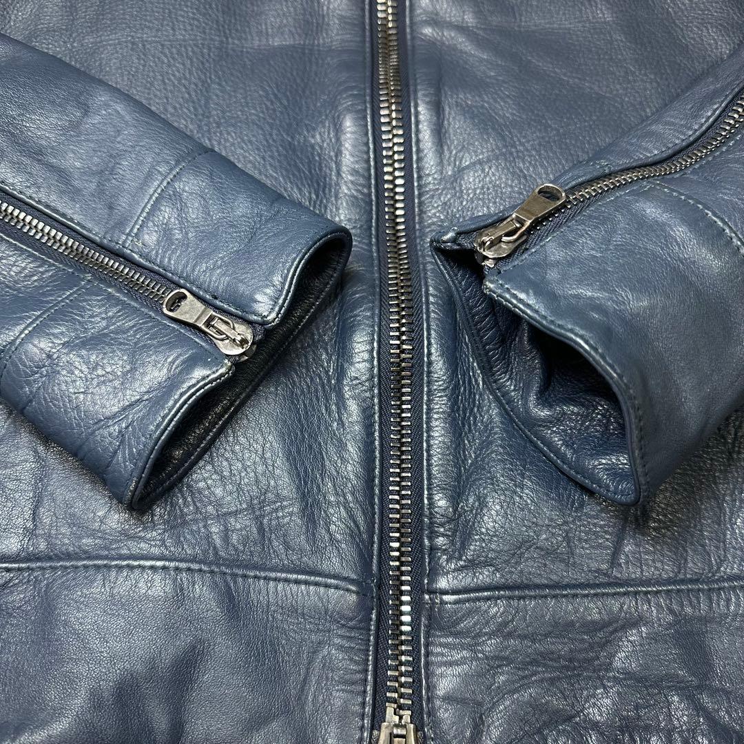 極美品✨レザー　インナーライダースジャケット　紺　M junhashimoto