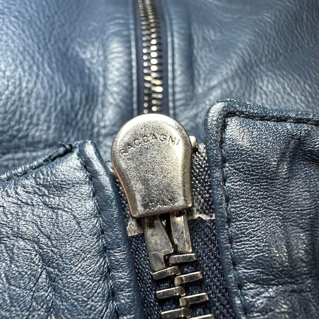 極美品✨レザー　インナーライダースジャケット　紺　M junhashimoto