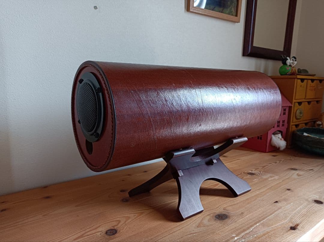 木製円筒形ウーファー スピーカー