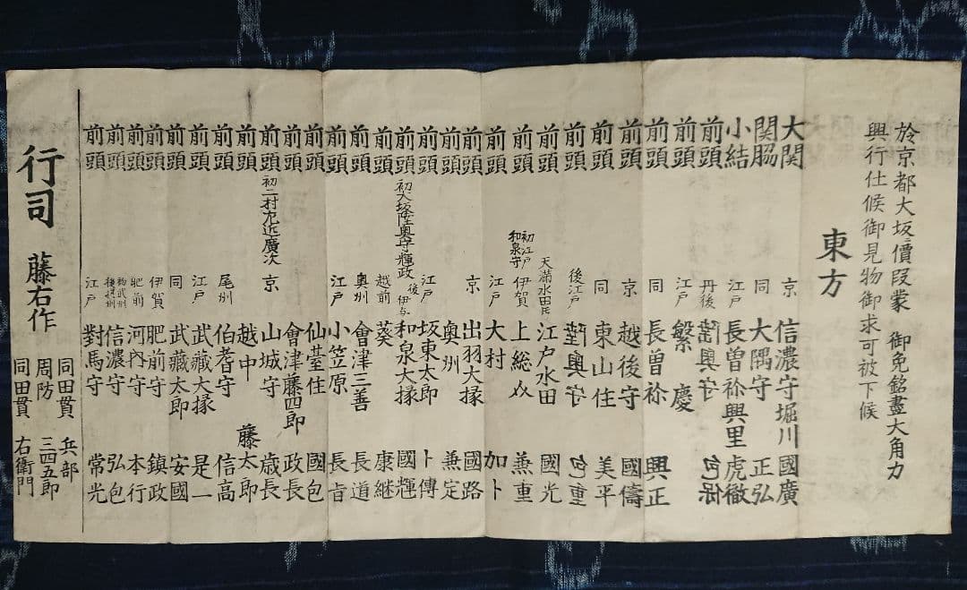 江戸後期 両面摺り刀剣番付『銘尽大角力』新刀 日本刀 武具 和本古文書