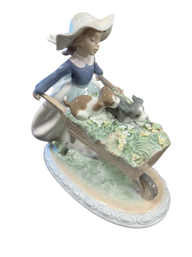 リヤドロ 5460 “乗せてあげる” フィギュリン 犬 花 女の子 陶器