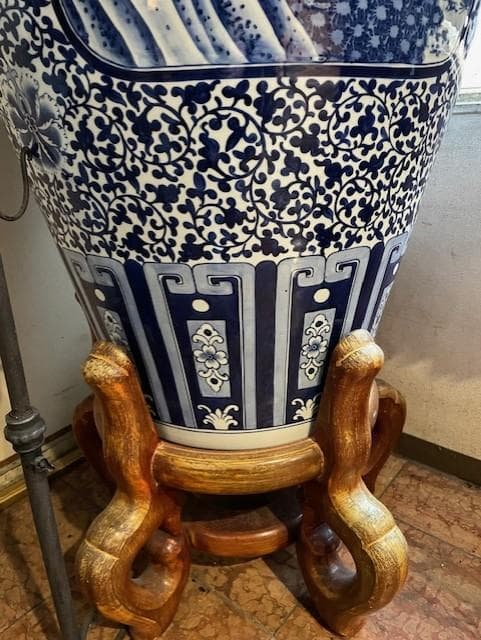 青白陶器花瓶 約1.5m