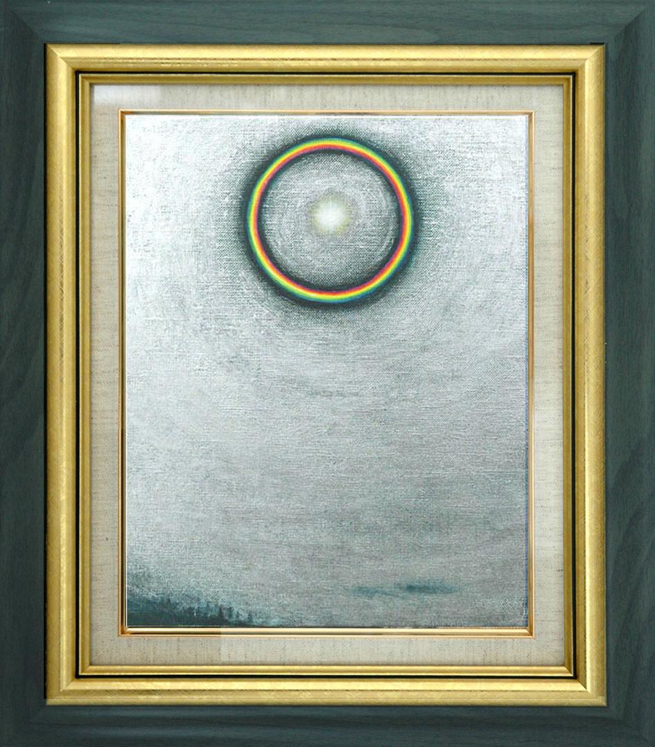 油絵 菅家令子 絵 絵画インテリア額付(黒) F3-S102023 風景祈り希望