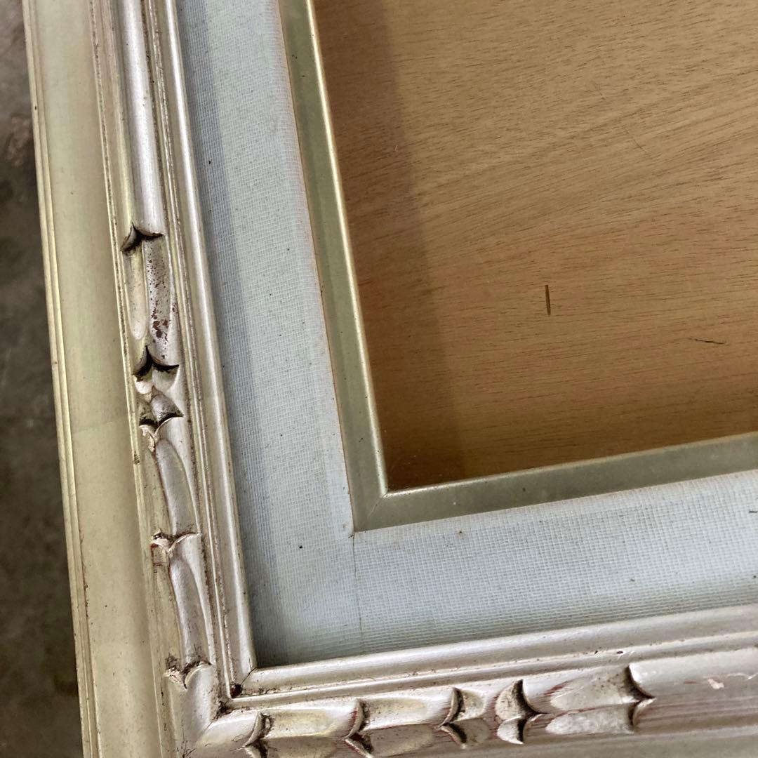 引き取り歓迎 大きい額縁 P20号 シルバーフレーム 銀色 油彩額縁 ガラス