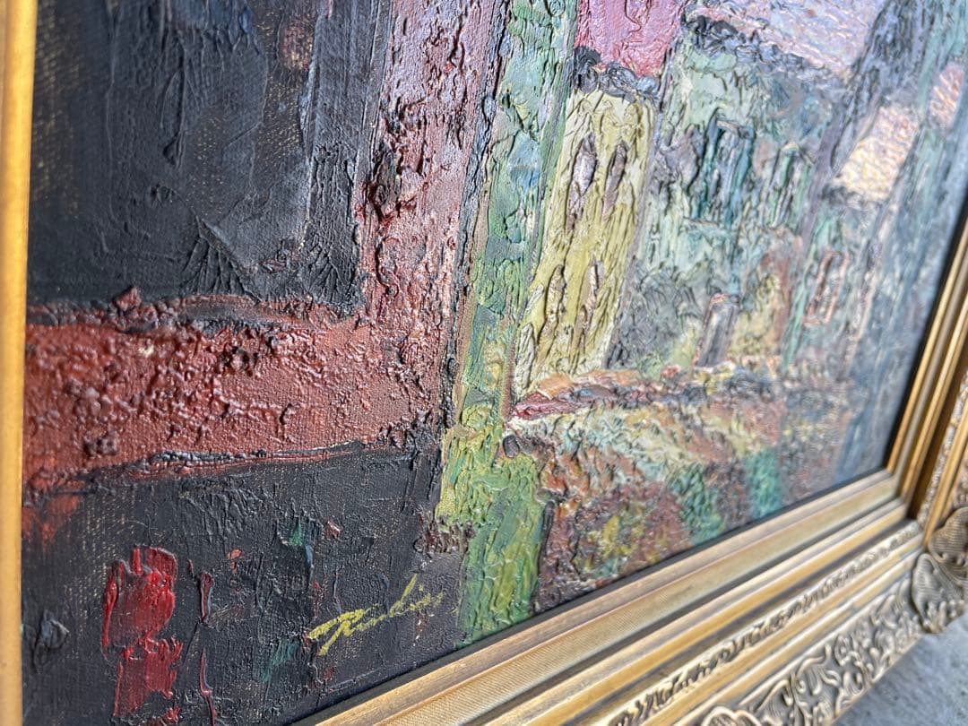 印象派風景画 金色フレーム付き 約48㎝×55㎝