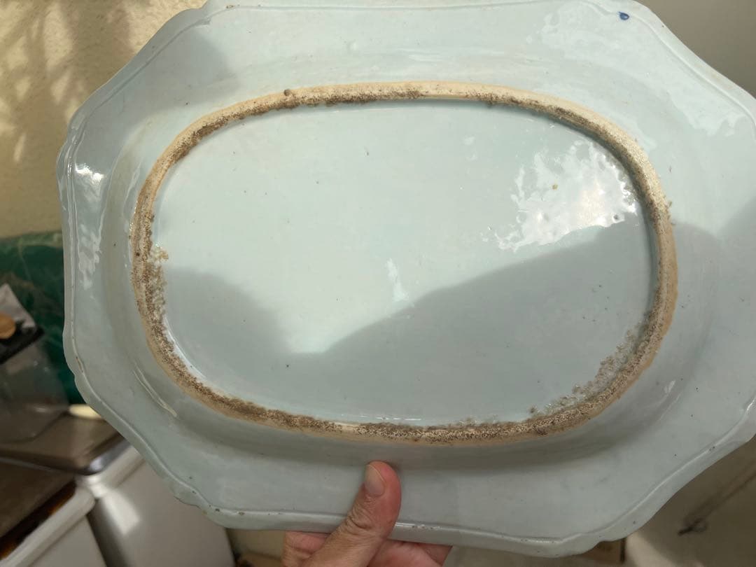 中国清時代骨董の風景画皿　アンティーク