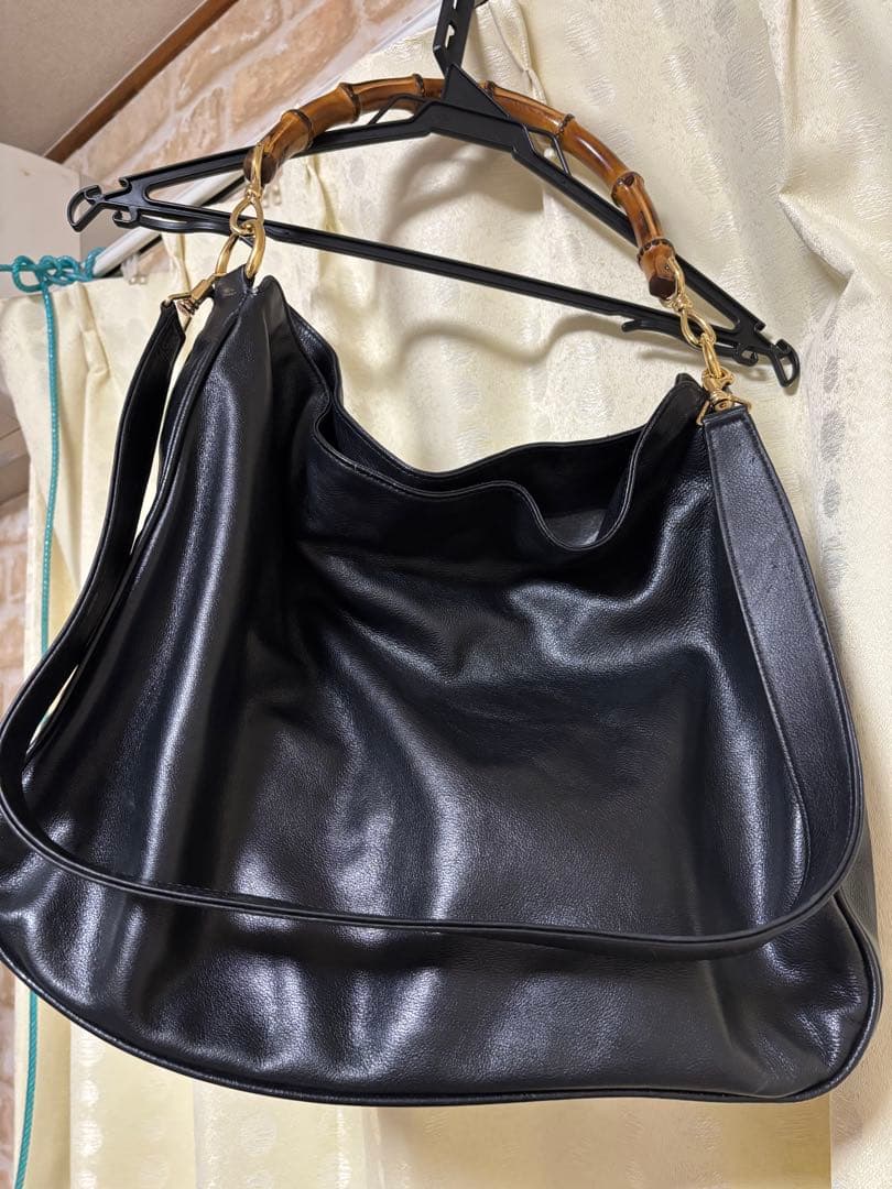 GUCCI 2way バンブー ショルダーバッグ ブラック