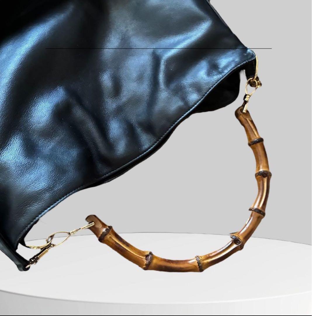 GUCCI 2way バンブー ショルダーバッグ ブラック