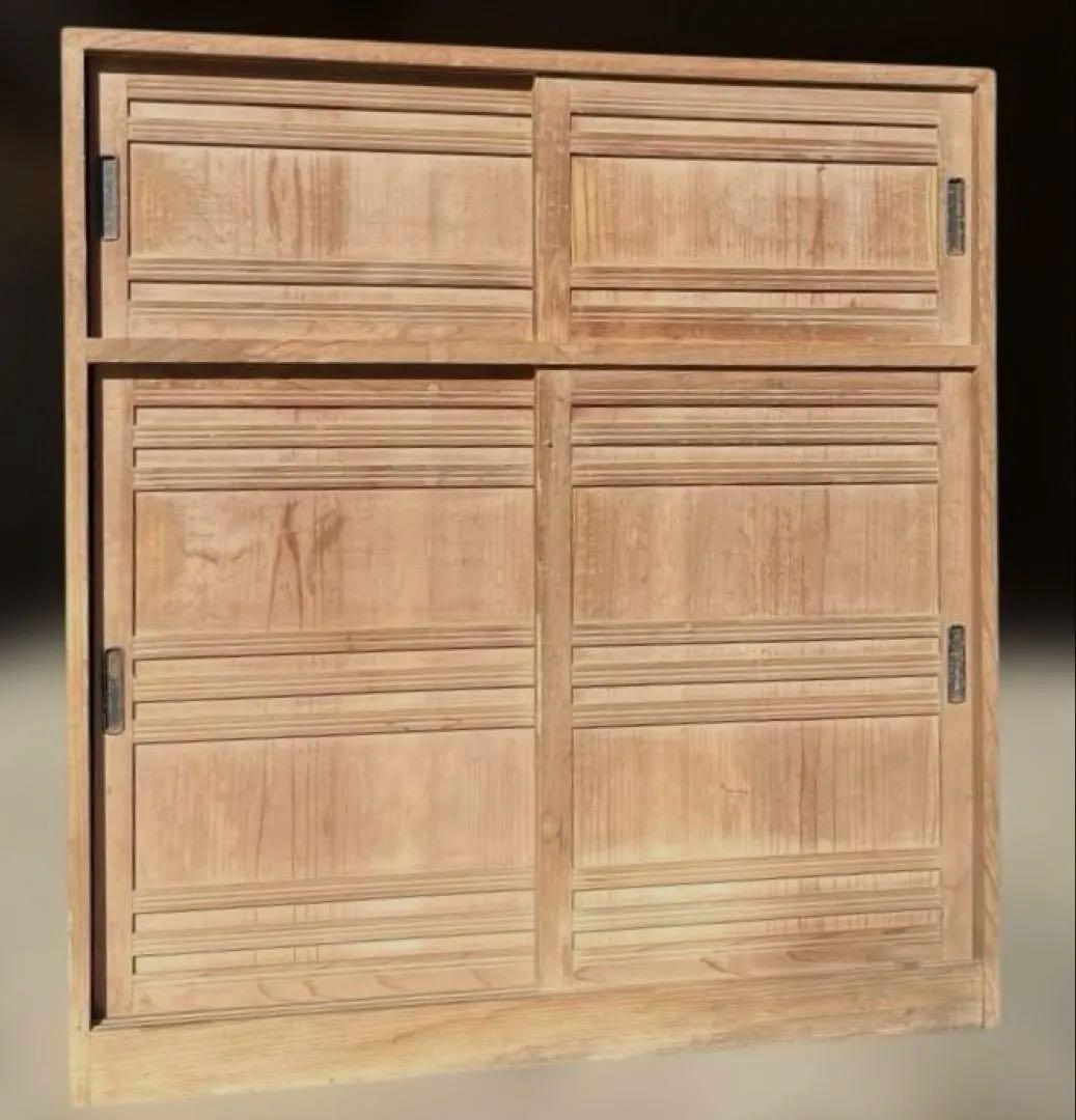 送料込　昭和レトロ　古民家　木製下駄箱　棚　引き戸　キャビネット　アンティーク