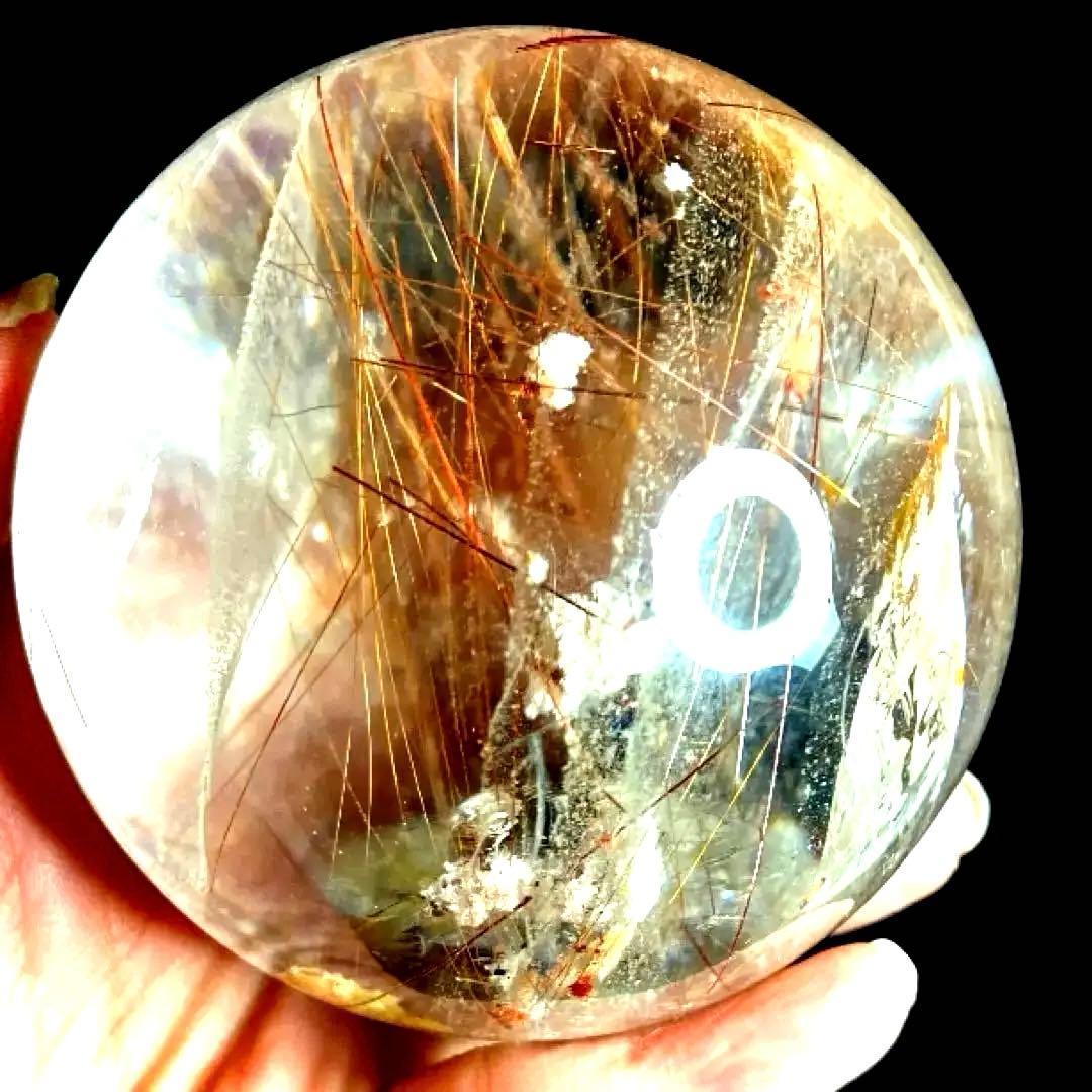 超特大　83mm ゴールドレッドブロンズルチルクォーツ　針水晶　パワーストーン