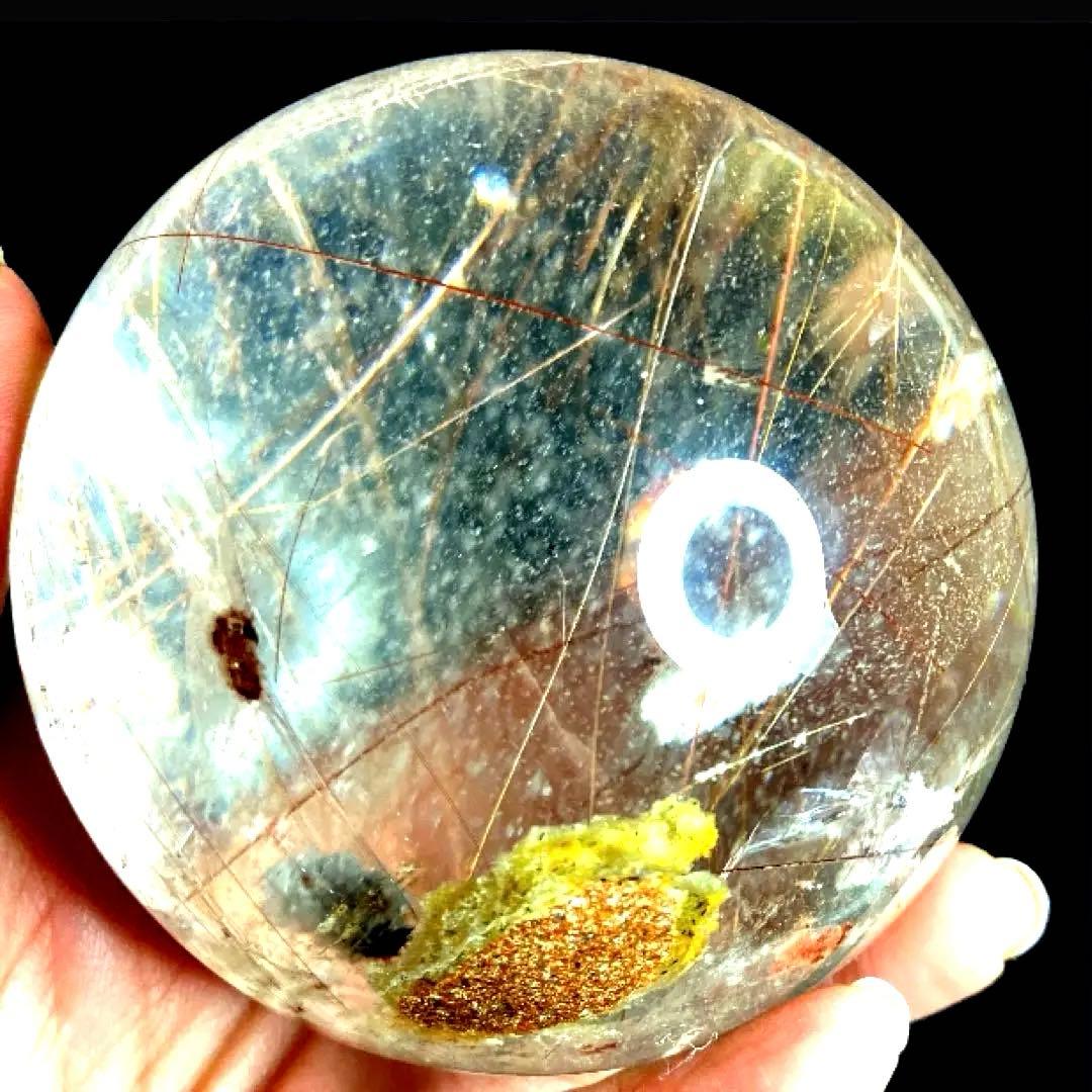 超特大　83mm ゴールドレッドブロンズルチルクォーツ　針水晶　パワーストーン