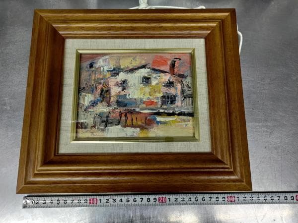 津島俊介の油絵と額のセットです。　ディスプレイにいかがですか！