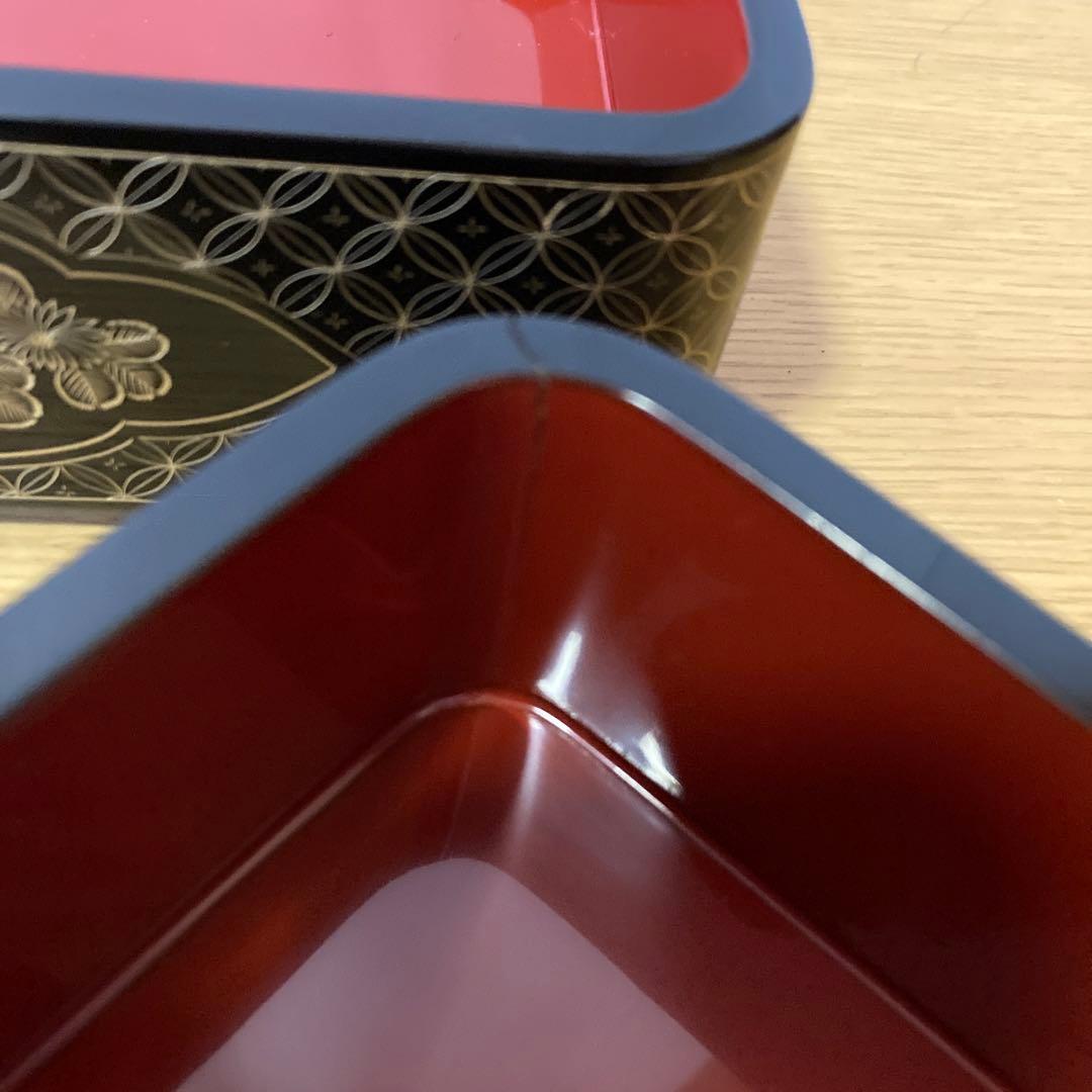 輪島塗　三段重　高級漆器　飾り重　台付