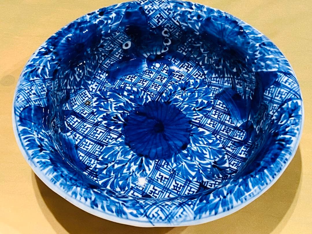 古伊万里 アンティーク 染付 三ツ揃 鉢 皿 時代物 蔵出し 骨董 ベロ藍