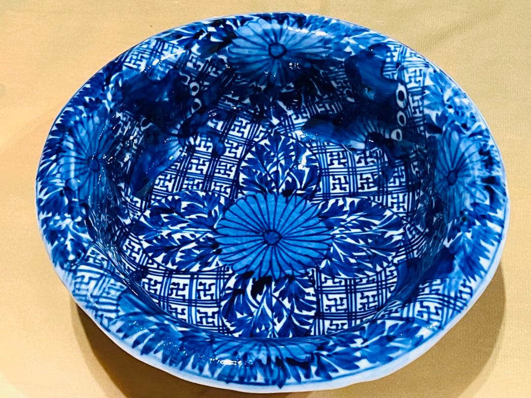 古伊万里 アンティーク 染付 三ツ揃 鉢 皿 時代物 蔵出し 骨董 ベロ藍