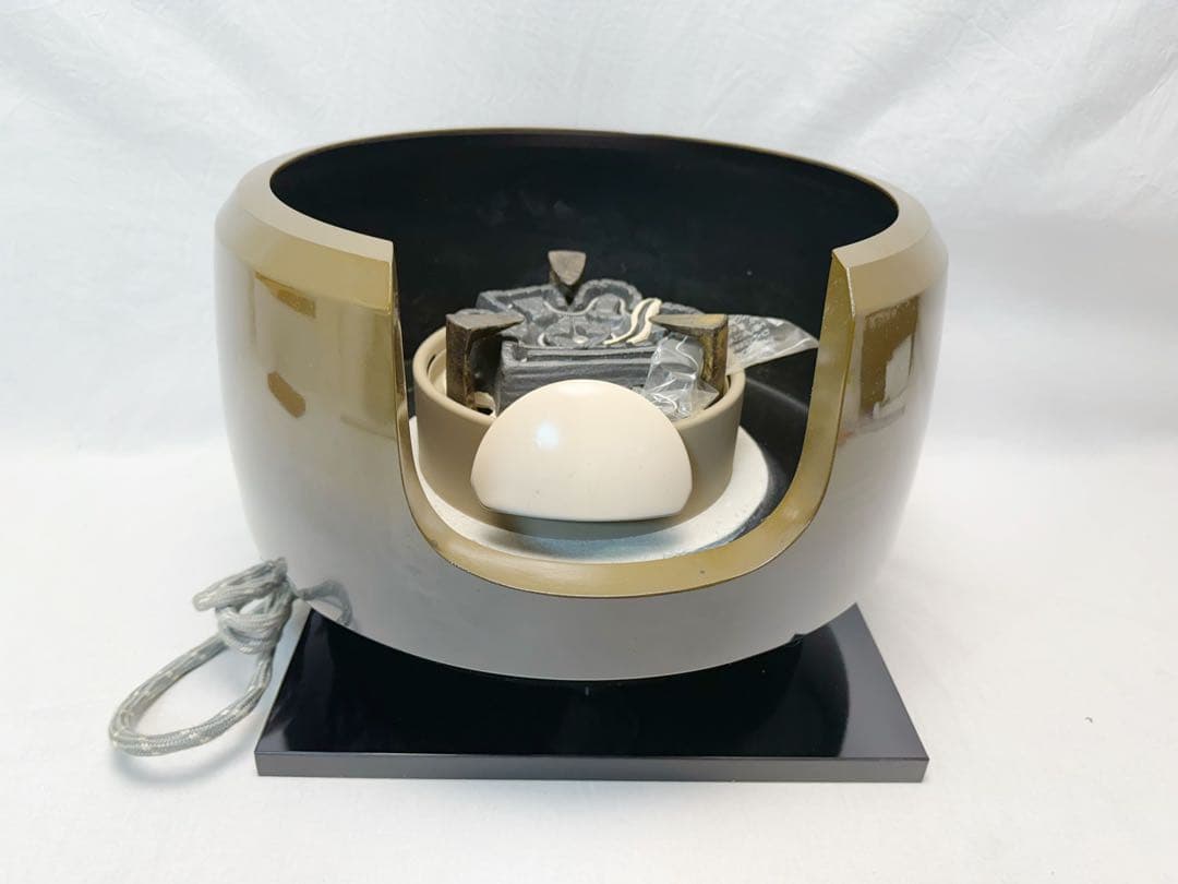 ほぼ未使用 茶道具 野々田製面取風炉 古銅色 軽合金電熱器 敷板 2点セット