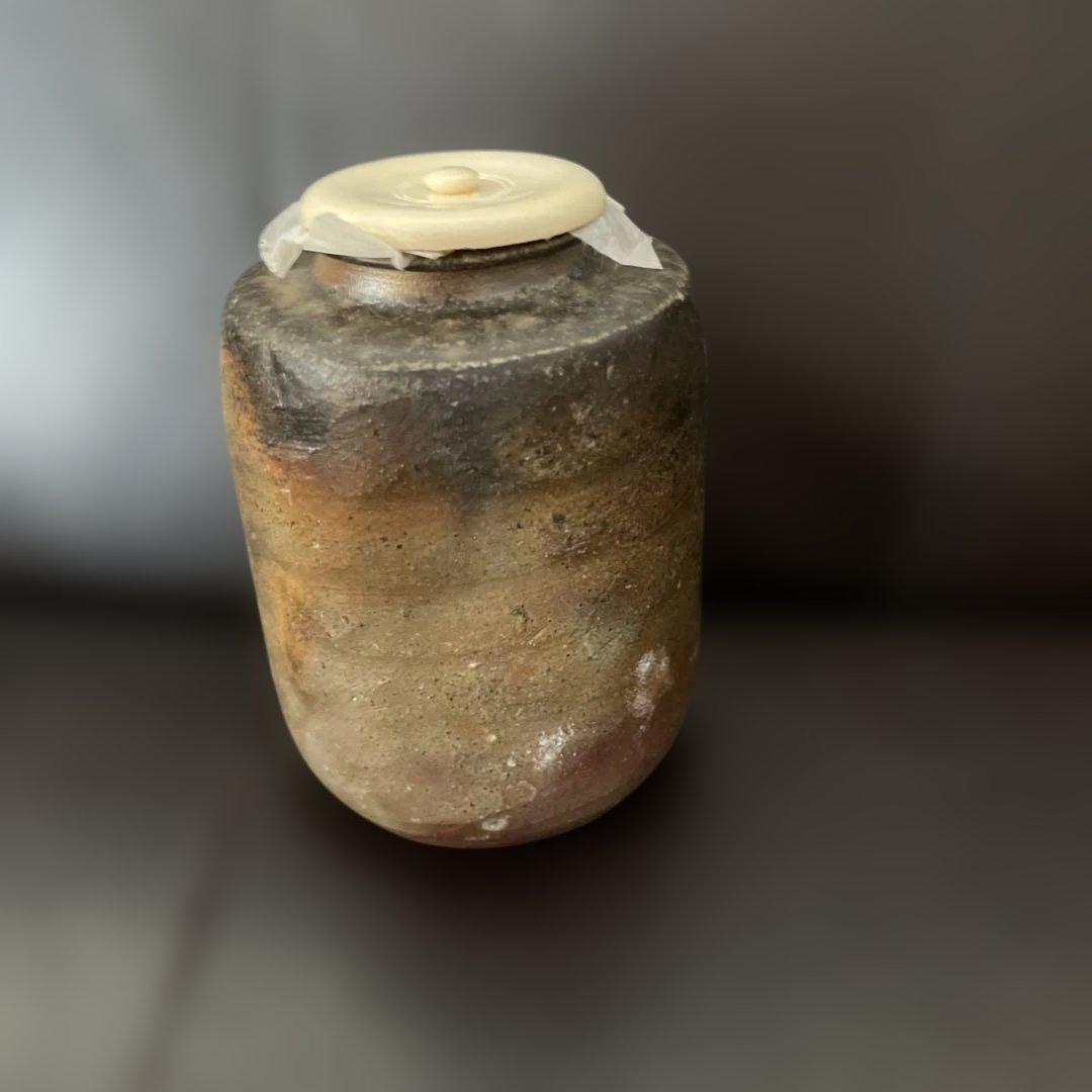 ☆茶3 美品　伊勢崎競　備前肩衝茶入　共箱　出来良