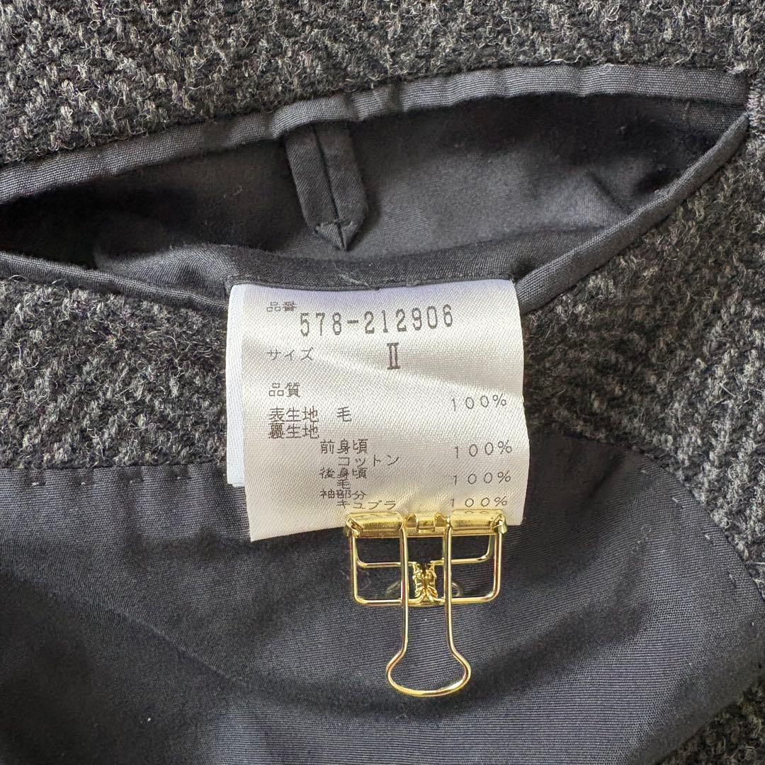 マーガレットハウエル ヘリンボーン ウールコート グレー Ⅱ 比翼ボタン