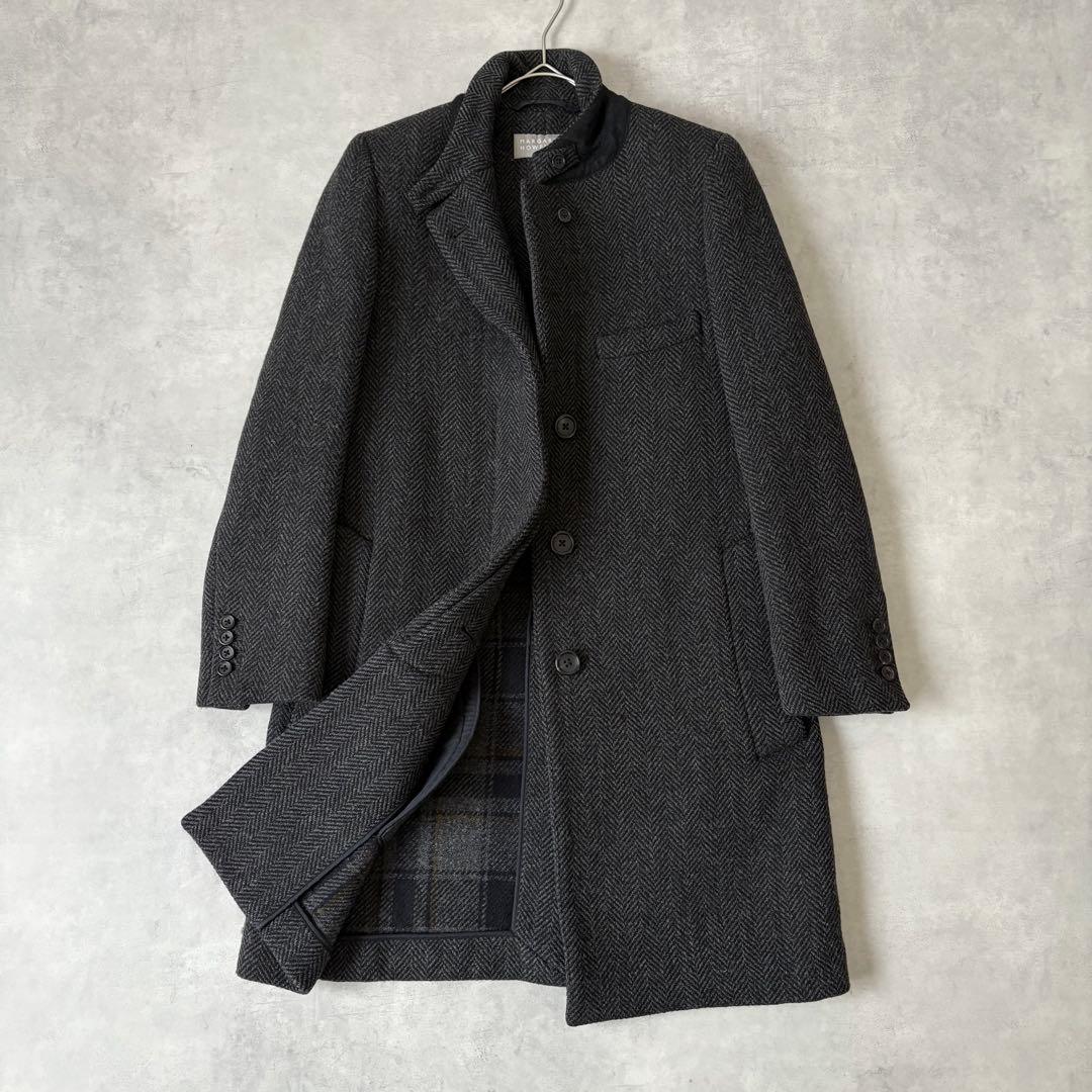 マーガレットハウエル ヘリンボーン ウールコート グレー Ⅱ 比翼ボタン