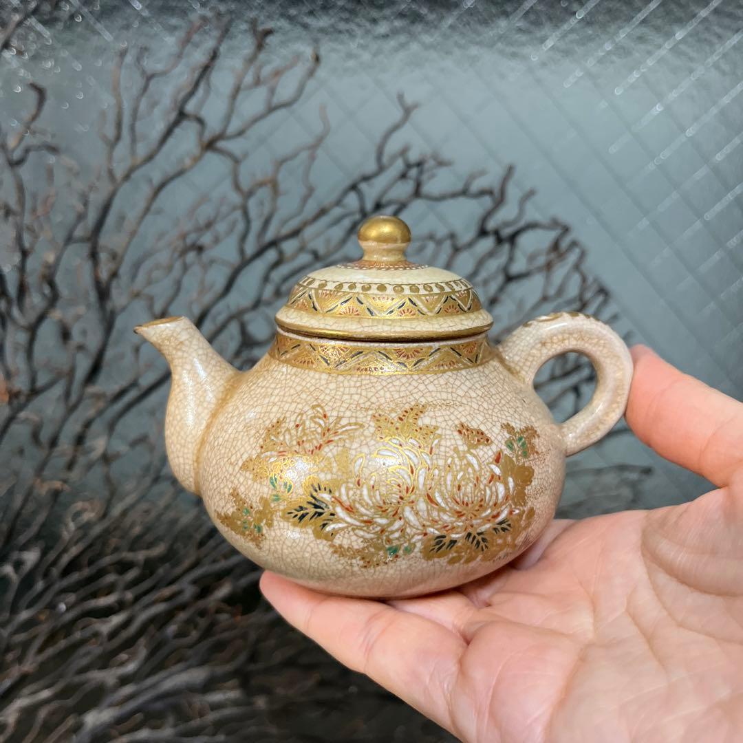 骨董　古薩摩　薩摩焼　精密絵付け　画作品　急須　茶器　湯呑み　各１客２種