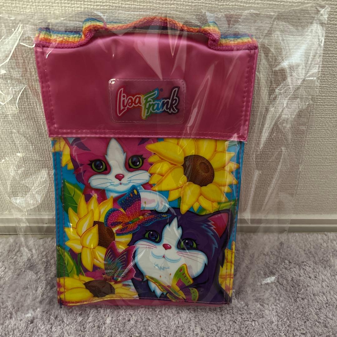 ヴィンテージ 90 年代のリサフランク猫フラワーレインボービニールランチバッグ