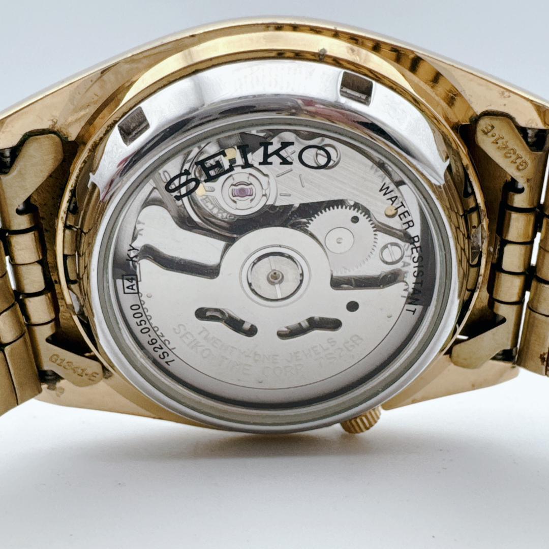 【美品】 SEIKO5 7S26-0500 ゴールド　裏スケ　自動巻　デイデイト