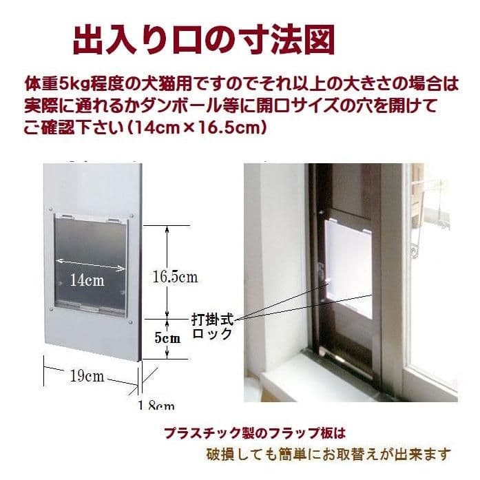 国産工事不要窓サッシ取付用パネルキャットドアSS