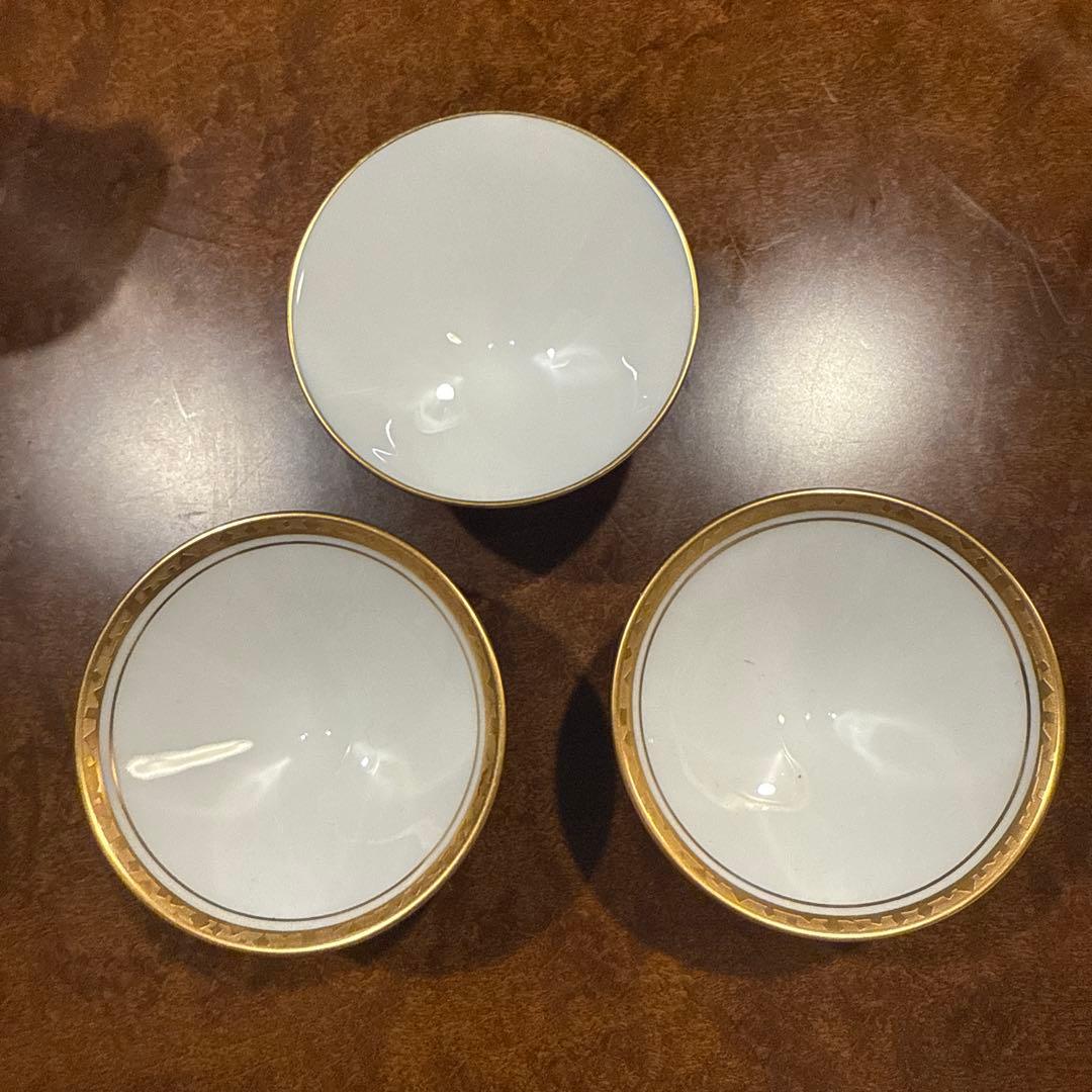 大倉陶園 瑠璃金彩雅楽器 モチーフ 酒器 盃 3個セット