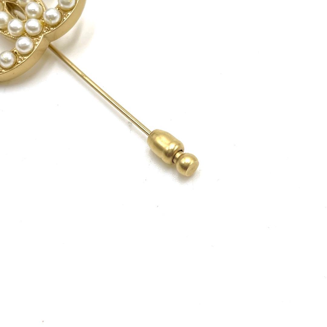 【美品】CHANEL ココマーク パール ピン ブローチ ゴールド 00S