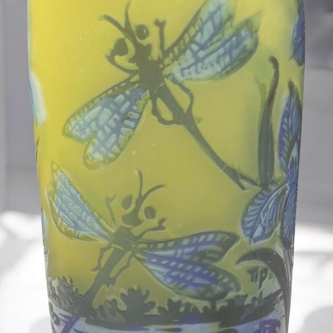 ◆証明書付◆EmileGalleエミールガレ 花瓶 16cm×9cm カメオ彫り